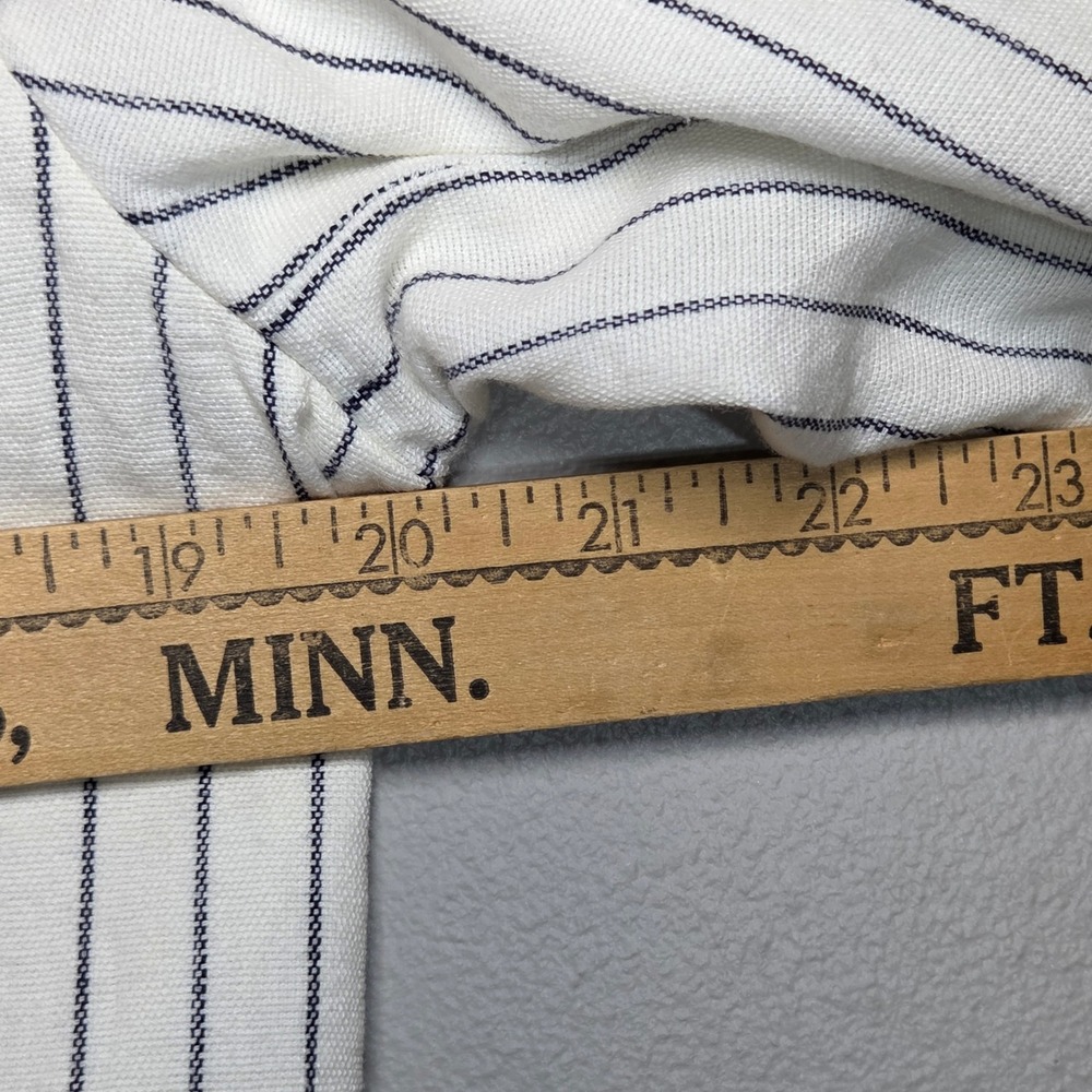 American Living White Linen Ruffle Blazer Navy Pinstripe Nautical Jacket Size L - Picture 4 of 12